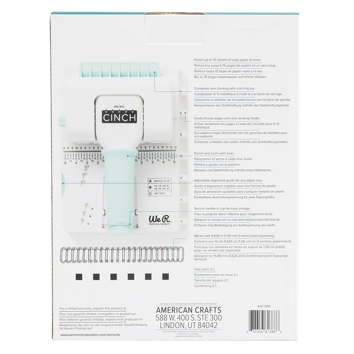 We R Memory Keepers Mini Cinch Bookbinding Machine - Small Craft Tool Compatible with Wire or Spiral Coils - Make Professional Books, Notebooks, Calendars, and Journals