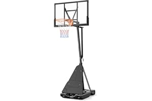 Yohood Basketball Hoop 5.25-10ft Hand-Cranked Height Adjustable, Portable Basketball Hoops & Goals Outdoor with PC Backboard for Kids/Teens/Adults in Backyard/Driveway/Indoor