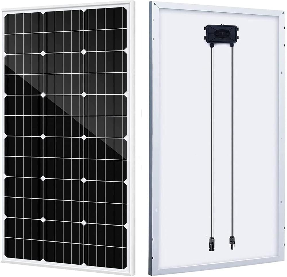 AUECOOR 100W Monocrystalline Solar Panel for RV, Boat, Off-Grid Charging