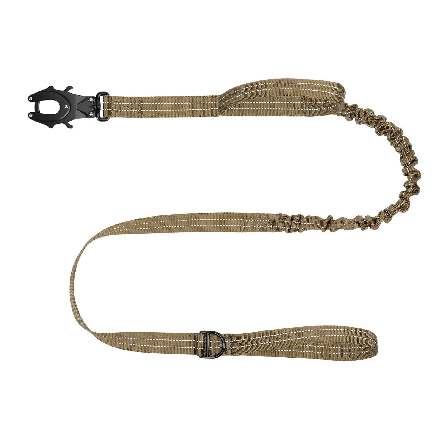 Photo 1 of ICEFANG Tactical Dog Leash,K9 Training Walking Bungee Lead with 2 Control Handle,Heavy Duty Quick Release Metal Clasp,Hands Free D-Ring for Medium Large Dogs (6ft,Reflective Brown)
