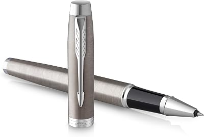 Parker IM Rollerball Pen Stainless Steel Chrome Trim Fine Point Black Ink Gift