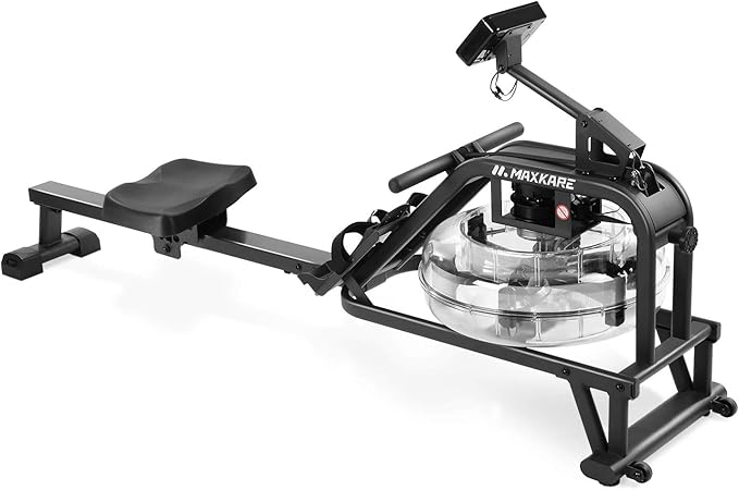 MaxKare Water Rowing Machine Water Rower with Water Resistance & Large LCD Monitor for Home Use