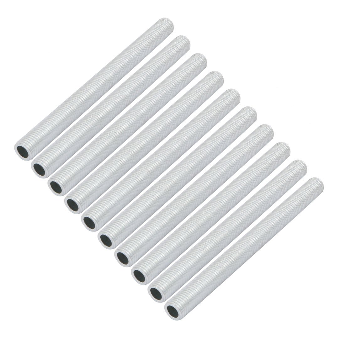 Sourcingmap Lamp Pipe Nipple, M8 Thread 95mm Length Hollow Lamps Repair Part Hardware for Lamp Lights, Zinc Plated Silver Tone, Pack of 10