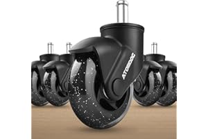 ATOMDOC Office Chair Caster Wheels, 3" Newly Lightweight Caster Wheels & Revolutionary Swivel Vertical Axle, Safe Protection for All Floors Including Hardwood, Set of 5
