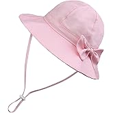 ECOSUMA Baby Sun Hat UPF 50+ Bucket Hat with Cute Bow for Girls 0-5 Years 1 Pack 2 Pack