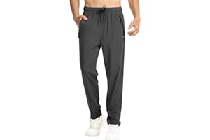 Surenow Men's Athletic Pants Elastic Waist Quick-Dry Lightweight Pants Workout Outdoor Sweatpants with Zipper Pockets