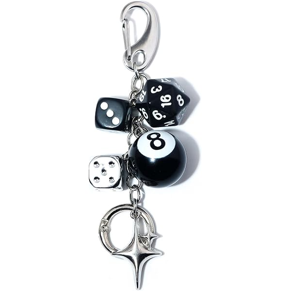 sunaeset magic 8 ball dice keychain, cute aesthetic y2k pool ball