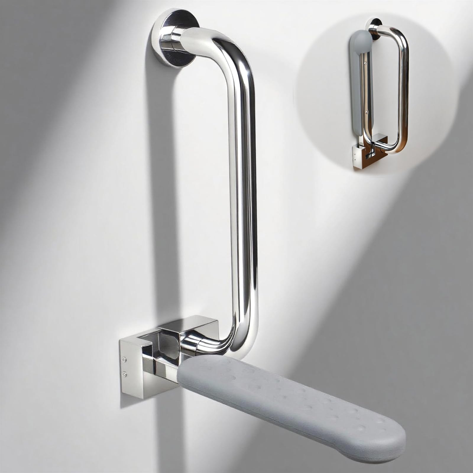 Photo 1 of Ceardear Flip Up Toilet Grab Bar for Elderly - 300lb Heavy Duty Stainless Steel Bathroom Safety Rail - 3 Inch Wide Armrest, Foldable Wall Mounted Design for Seniors & Handicap