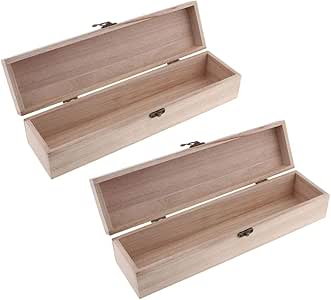 P Prettyia 2 Piezas de Caja de Almacenamiento de Madera Tapa Madera