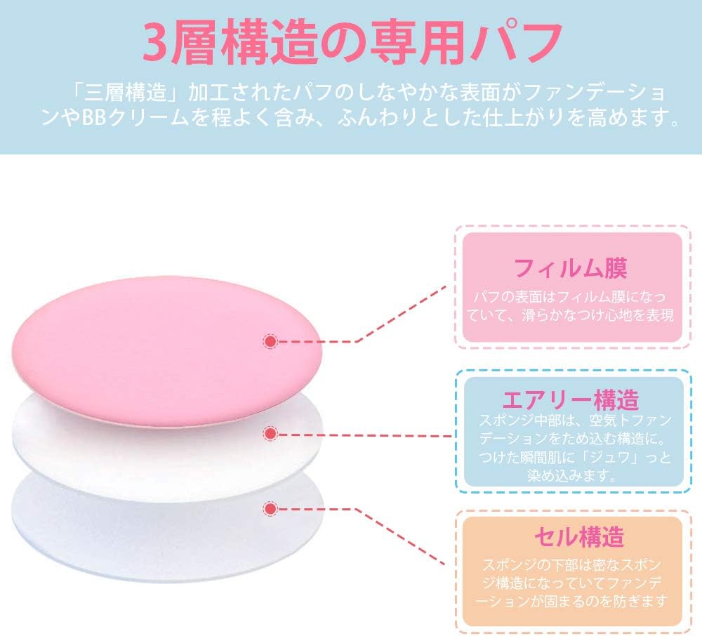 Amazon Teenitor クッションファンデパフ 16個 4色 エアインパフ クッションファンデーション パフ 3層構造 多機能メイク用パフ 個別包装 Teenitor メイク用スポンジ パフ 通販