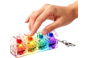 Keyboard Fidget Toy, Portable Fidgets RGB Keyboard 4 Buttons with Keychain, LED Lights 4 Mechanical Buttons, Clicker Toy for 