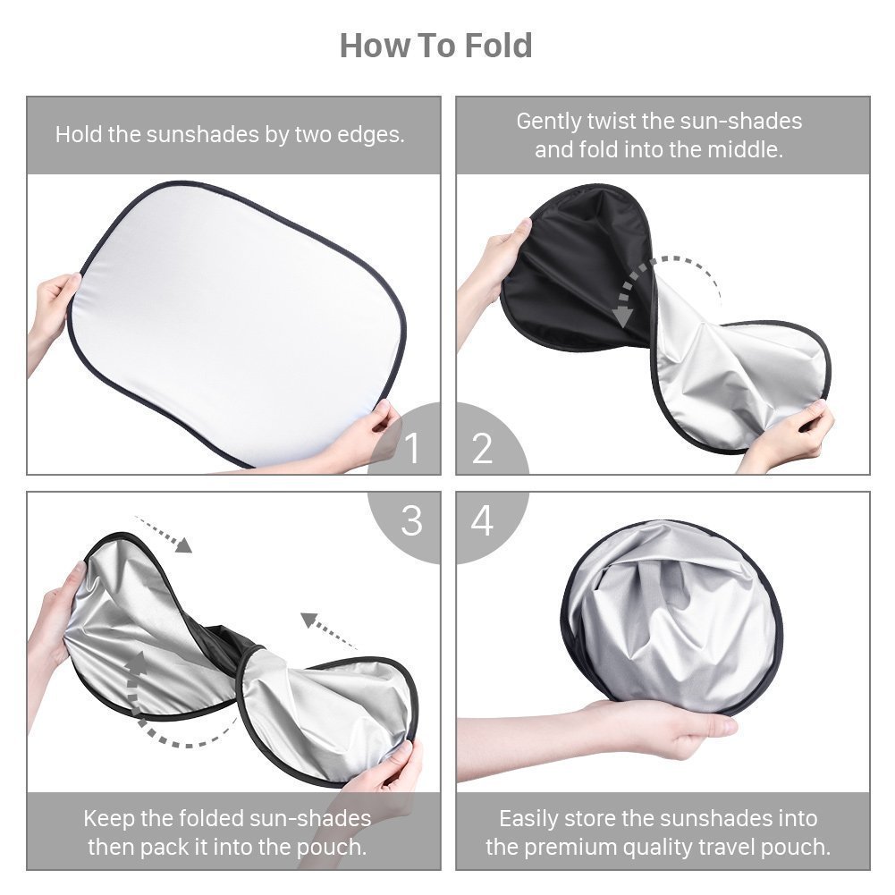 Car Window Sunshade Windshield Protector 6-pack Fordable UV Reflector for All Car Glass Sunshade, Keeps Vehicle Cooler