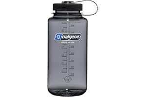 Nalgene 32 oz Wide Mouth Water Bottle BPA-Free, Durable & Leak Proof, Lightweight Bottle for Hiking & Gym, Work & Travel, Gra