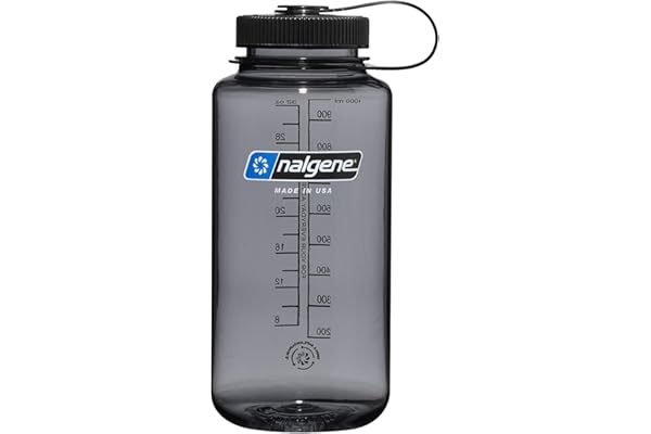 Nalgene 32 oz Wide Mouth Water Bottle BPA-Free, Durable & Leak Proof, Lightweight Bottle for Hiking & Gym, Work & Travel, Gra