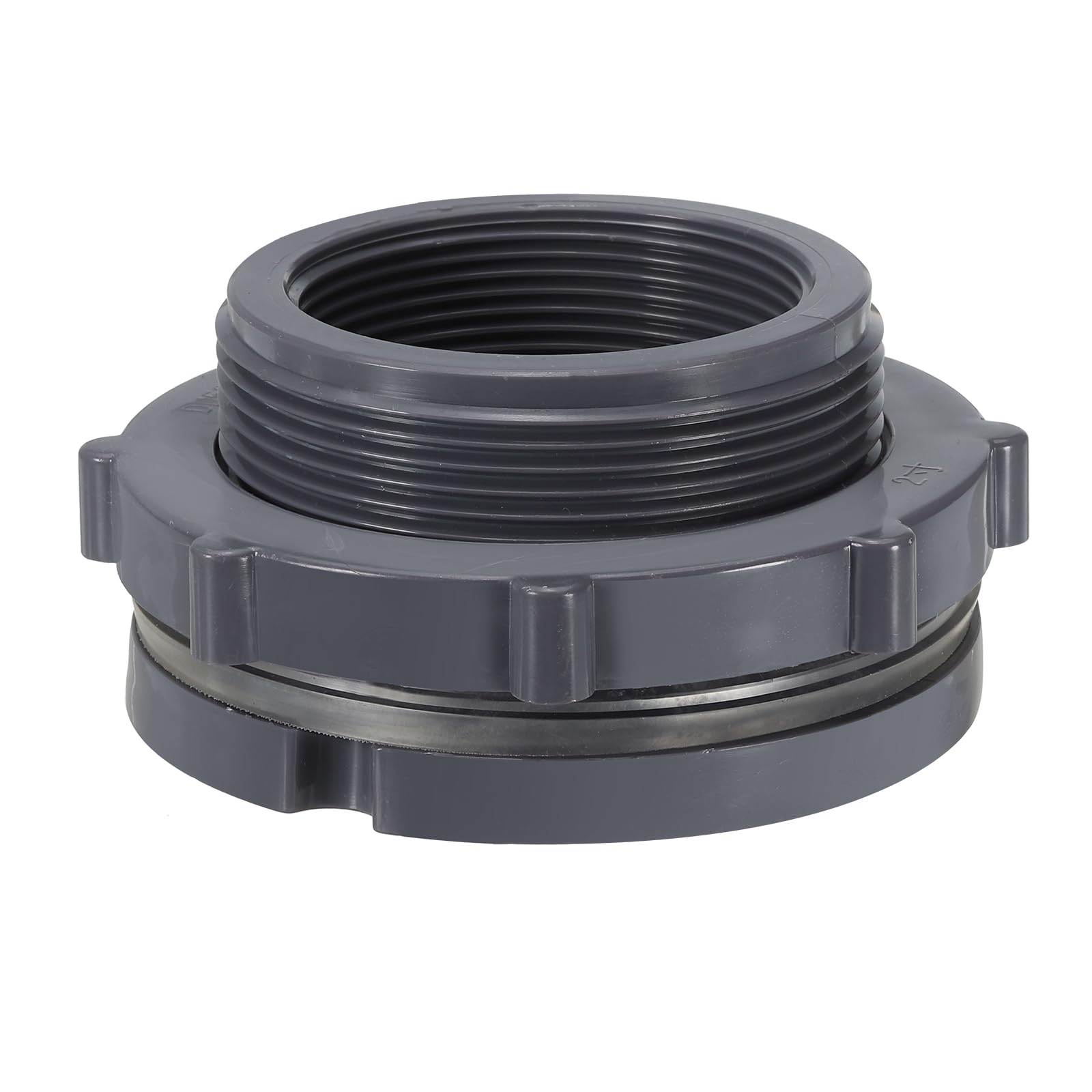 PATIKIL PVC Bulkhead Fitting NPT 2" Female x NPT 2.5" Male, Double Threaded Bulkhead Water Tank Connector with Seal Gasket for Rain Bucket, Sinks, Aquariums, Grey