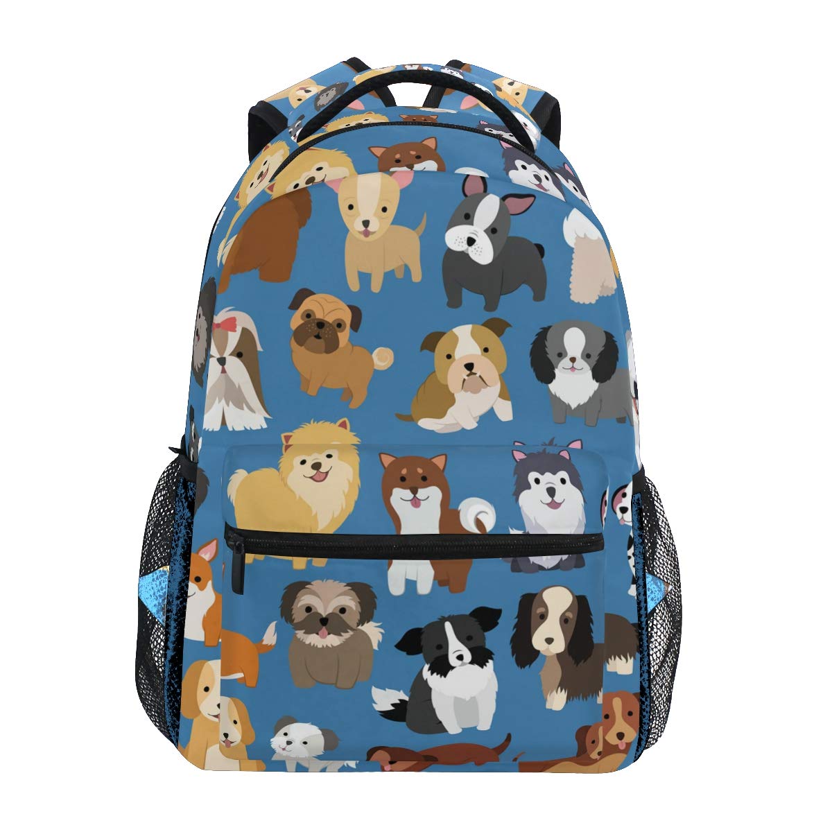 Boys Puppy Backpacks for School Blue Cute Dog Bookbags for Kids Teen Toddler Fashion Daypack Rucksack Travel Laptop Bag
