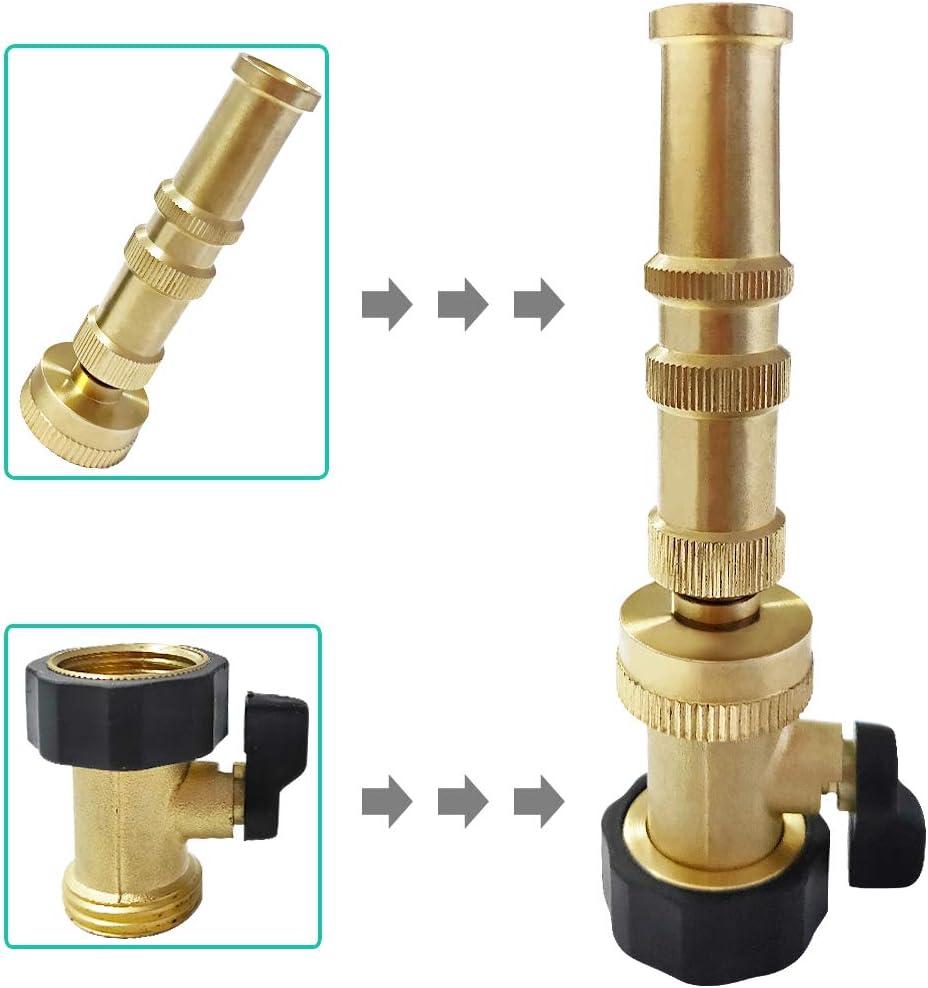 HQMPC Heavy Duty Brass Shut Off Valve Garden Hose Shut Off Valve Garden Hose Connector (2PCS) +4 Extra Pressure Washers : Garden & Outdoor