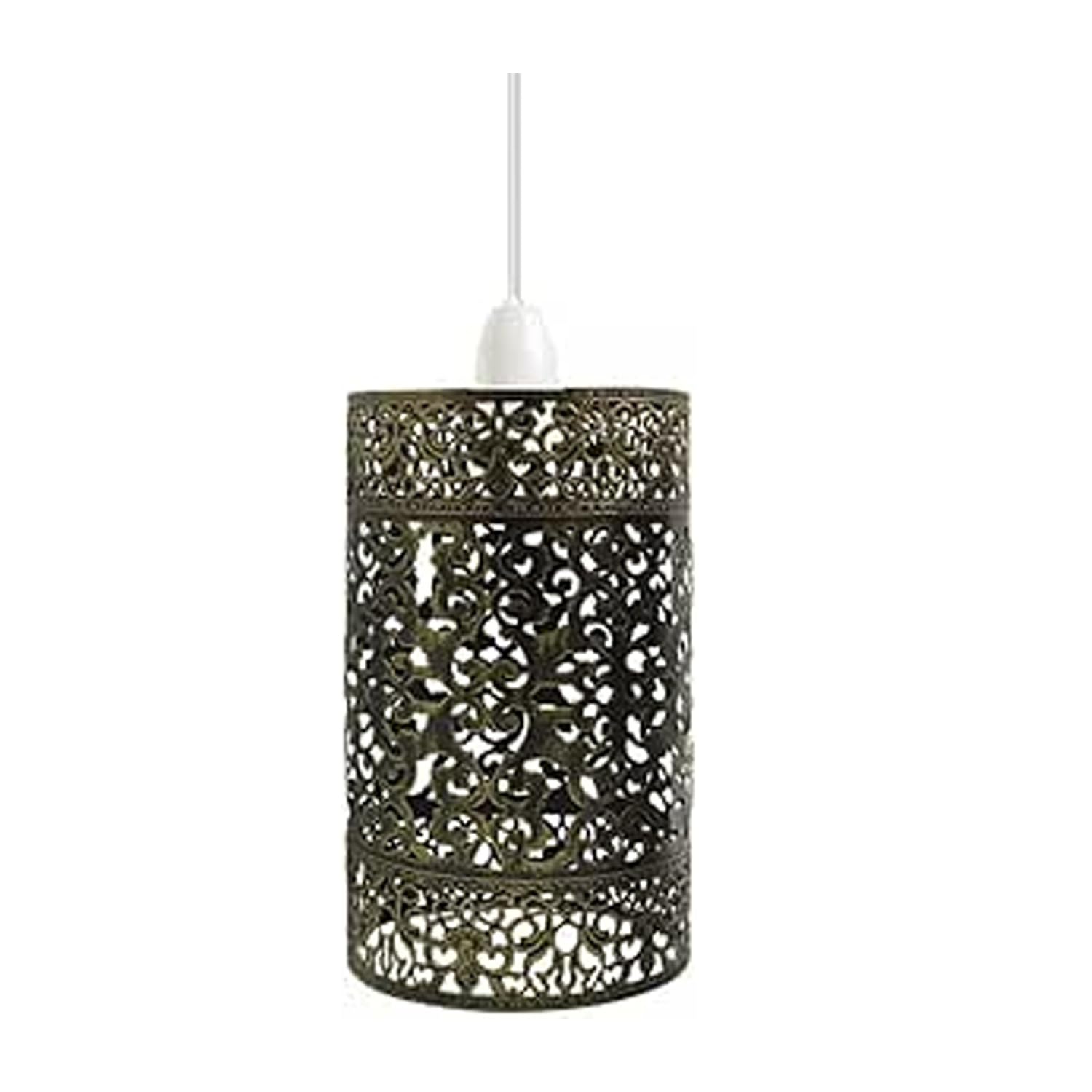 LEDSone Easy Fit Wire Cage-Pendant Light Shade Metal 24cm Cage Drum Lampshade Ceiling Pendant Lamp with Free Reducer Plate