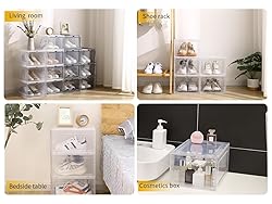 Attelite Clear Shoe Box,Set of 8,Stackable Plastic