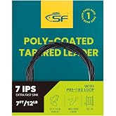 SF Fly Fishing Polyleader Monofilament Core Sinking Leader Trout Salmon | Six Densities Float to IPS7, Welded Loop Ends, 7FT 12LB Trout &amp; 10FT 25LB Salmon, Monofilament Core