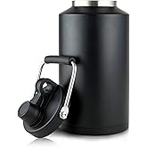 1 Gallon Water Bottle Keeps Ice 48Hr Wide Mouth, Insulated Large Gallon Water Jug - Leakproof Vacuum Thermos Flask for Gym, Camping, & Construction Black