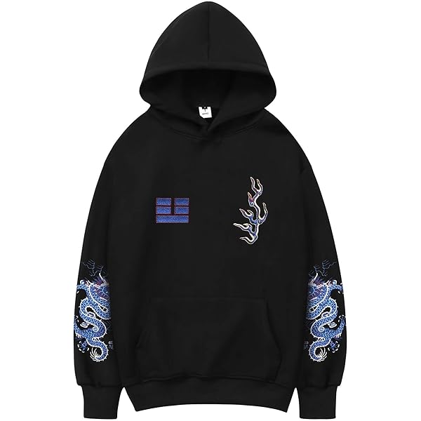 Amazon.com: HaiZi XiHuan Mens Nine Tailed Fox Embroidered Hoodie