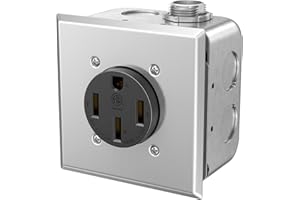 HYDUUU NEMA 14-50 240V Range Outlet Box Installation Kit ETL 4-Prong 50A RV Receptacle UL 4" 2-Gang Metal Electrical Box Plaster Ring Surface Flush Mount Exposed Work Cover Faceplate Clamp Connector