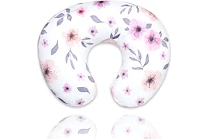 GFU Nursing Pillow Cover for Girl, Flower Breastfeeding Pillows Slipcovers, Soft Stretchy Newborn Feeding Pillow Case, Pink Purple Watercolor Floral…