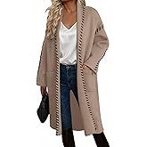 VIMPUNEC Womens Fall Long Cardigan Sweaters Oversized Chunky Jackets Open Front Knit Outwear Coats with Pockets