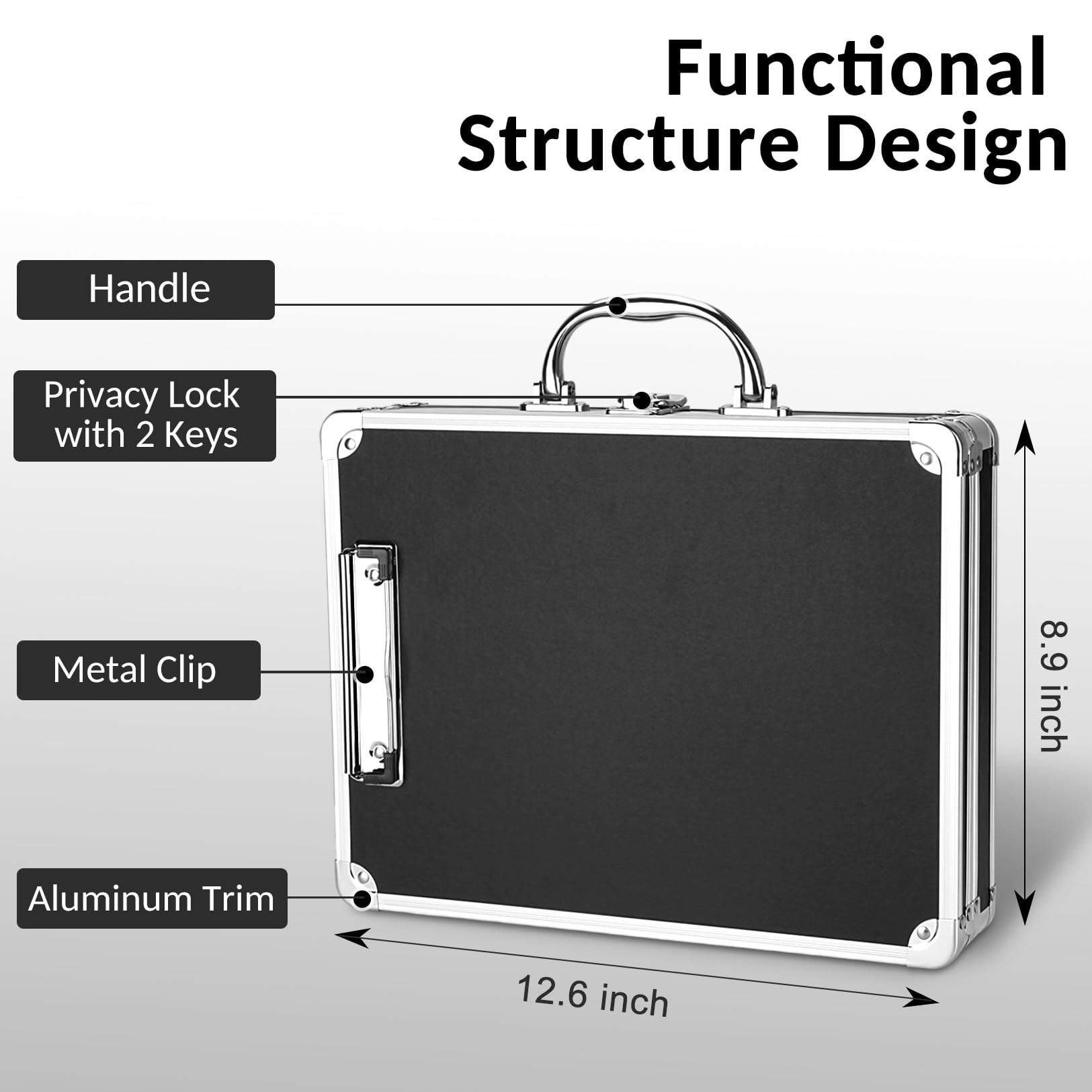 Sooez Key Lock Clipboard Storage Box, Heavy Duty Clipboard with Storage, Metal Locking with Handle, Lock Box Maximum Security - Holds Letter Size Paper, 12.6 x 9.6 inch