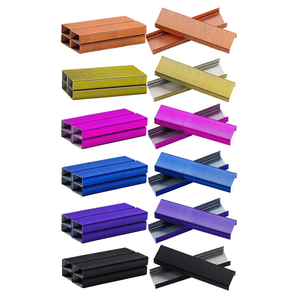 JIHUOO 6000 Pcs 26/6 Standard Colored Staples Desk Manual Stapler Staples Office Staples Refill School Paper Staples Study Supplies
