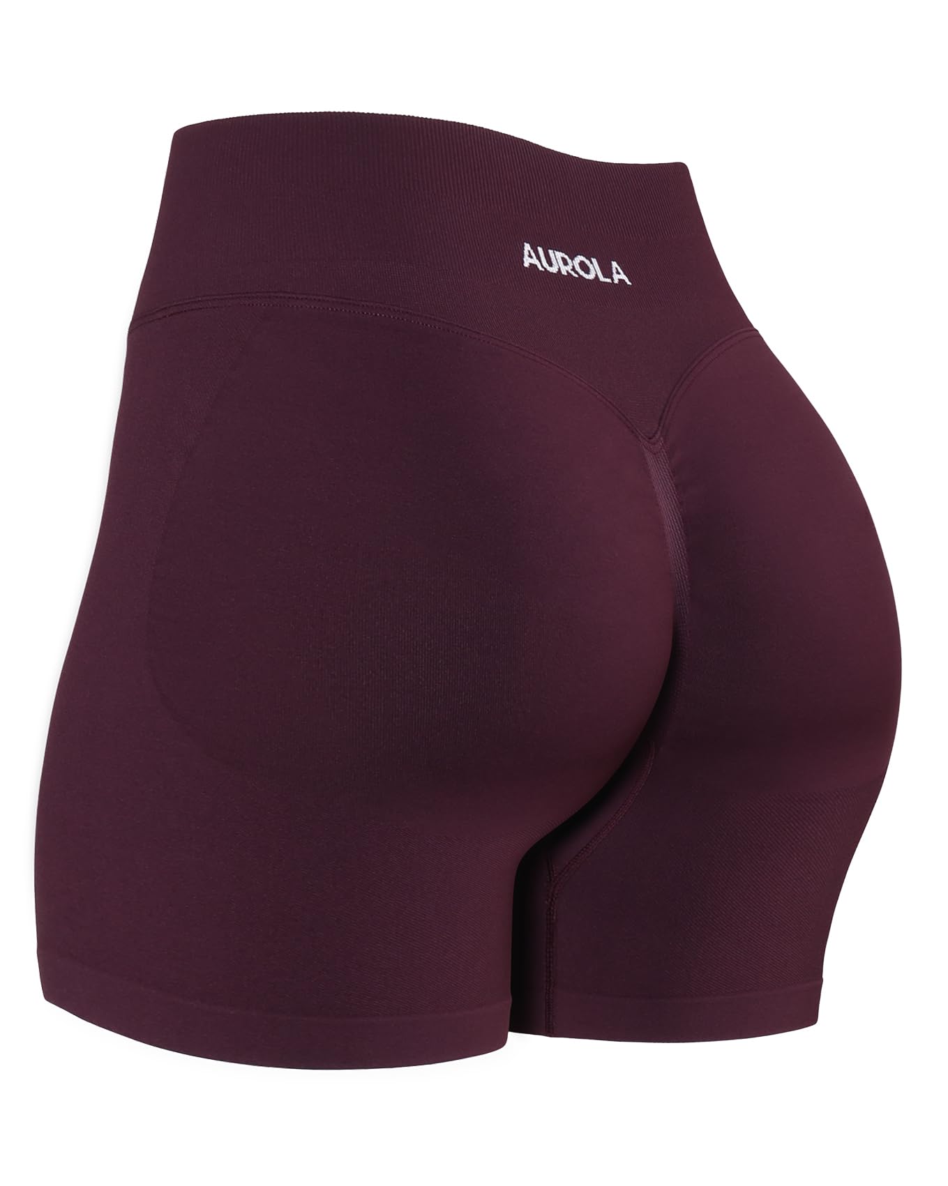 AUROLA Influence Collection Workout Shorts for Women,No Roll Up Squat Proof New Scrunch Seamless Compression Gym Short, Black Cherry, L Image