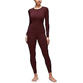 CRZ YOGA Softembrace Fleece Lined Thermal Underwear Set for Women - Soft Casual Base Layer Long Johns Warm Pajamas Top Bottom