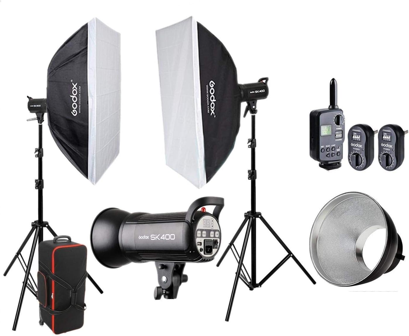 Godox Studio 2 Head Kit SK400II 2 Softbox 2 Stands 1 Bag XT16