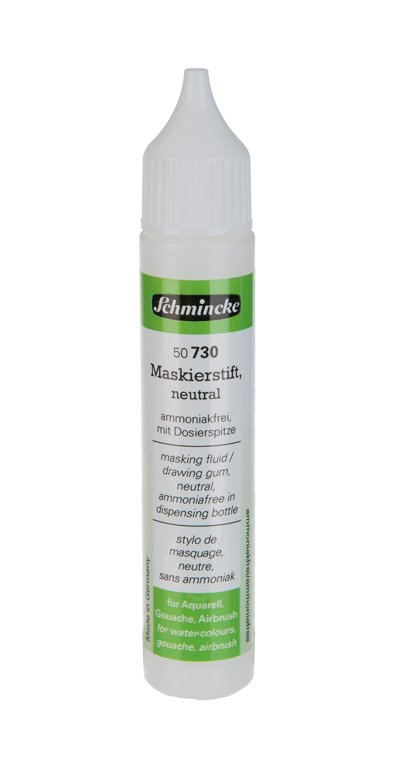 Schmincke - Masking Pen neutral, 25 ml, 50 730 005, dispensing pen, colourless masking liquid for opaque areas of paintingson watercolour paper, smooth drawing cardboard, ammonia-free