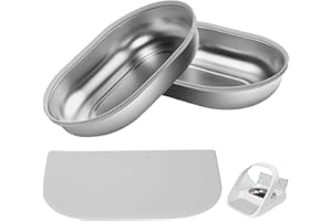 Redoso Stainless Steel Bowl for Automatic Microchip Cat Pet Feeder, Sealing Ring Design for Keeping Food Fresh and Reducing Odor, 2 Pcs+1 Grey Mat