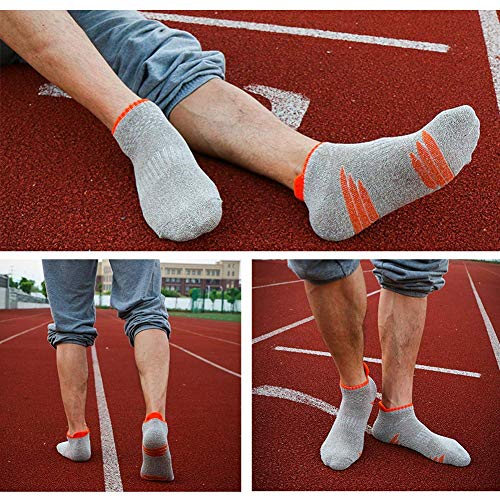 OxsOy Men's Athletic Ankle Socks Moisture Wicking Cushioned No Show Low Cut Running Tab Sock, 5-Pack (Multicolor-5 Pairs) - Thumbnail 5