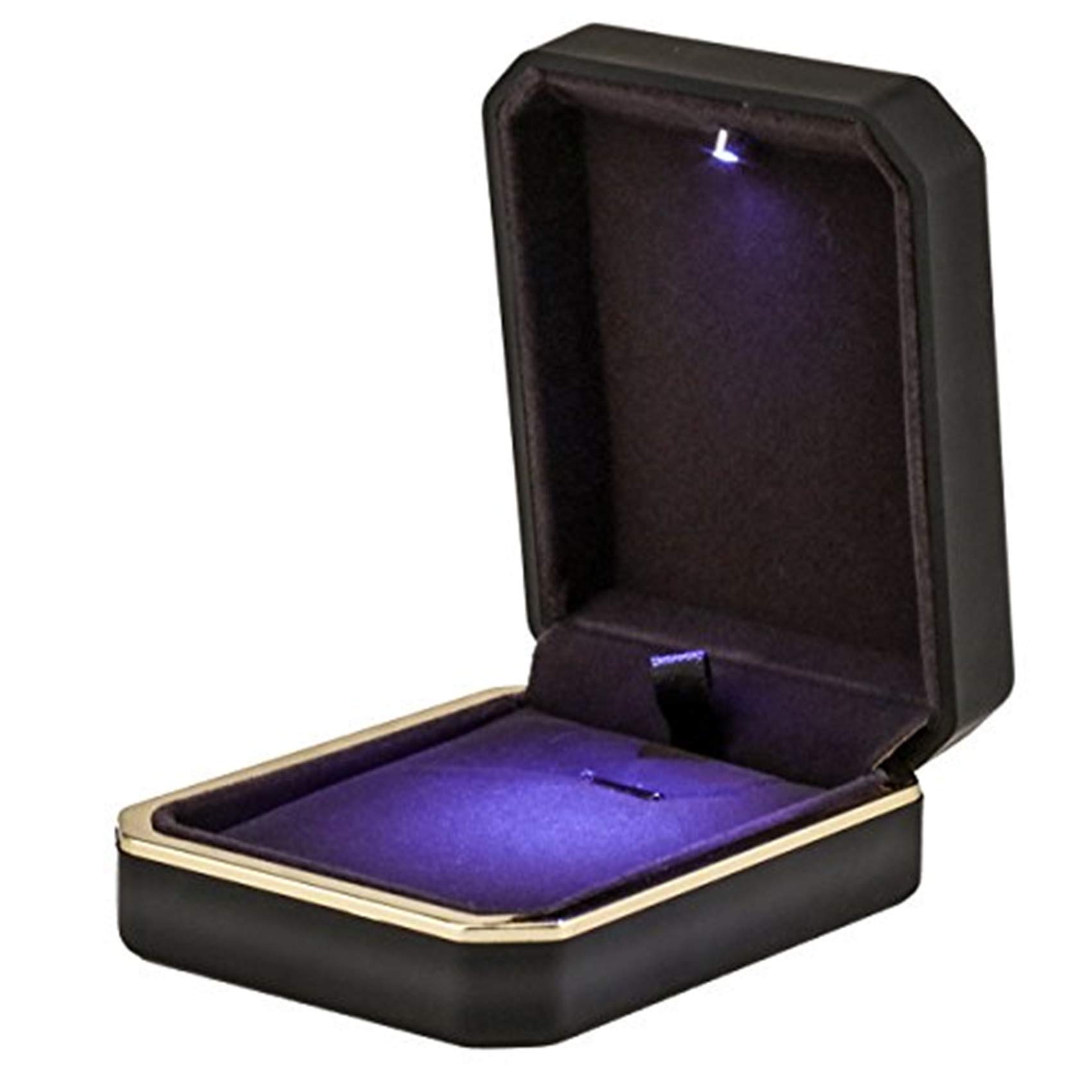 LED Jewelry Gift Box Case Elegant Velvet Necklace Pendant Box Bracelet Box with LED Light for Jewelry Display Wedding Engagment Valentine's Day Black Size：2.75"x3.54"x1.38"