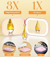 Gospire Lighted Travel Makeup Mirror 1X 3X Magnification Pink view 5