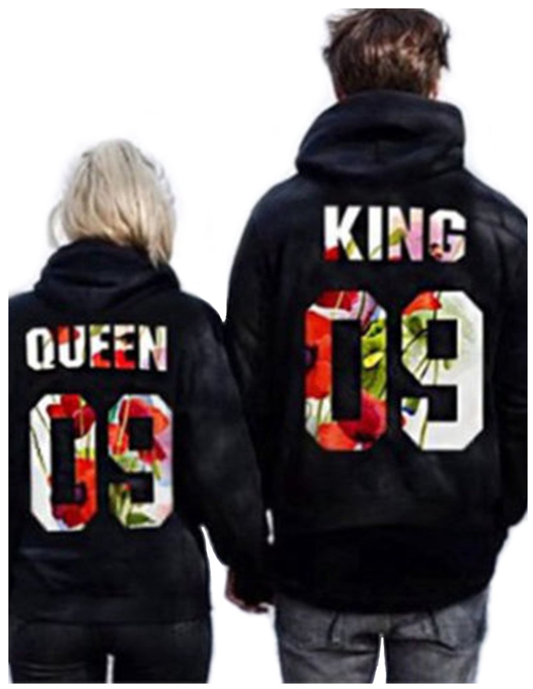 Jingjing1 King and Queen Couple Matching Pullover Hooded Sweatshirt Valentine\'s Day Gift (L, King)