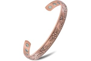 MagnetRX® Women's Copper Bracelet – Effective 99.9% Pure Copper Magnetic Bracelets for Women – Adjustable Womens Copper Cuff Bracelet Bangle (Floral Style)