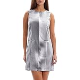 Amazhiyu Women's Linen Blend Stripes Sleeveless Summer Casual Mini Dresses
