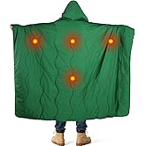Apipi 4.5x6ft Outdoor Heated Blanket Battery Operated - Rainproof Windproof Stadium Camping Blanket with Removable Hood, Warm Travel Shawl Winter Camping Gear Essentials (USB Powered)