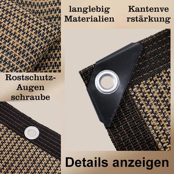 Filet Protection Solaire Filet D'Ombrage,80% UV Tissu D'Ombrage, Toile d'ombrage de Serres Coupe-Ventpour La Couverture VéGéTale/Serre/Pet House/Jardin/Pergola/Patio Lawn (Brun, 4×5m)
