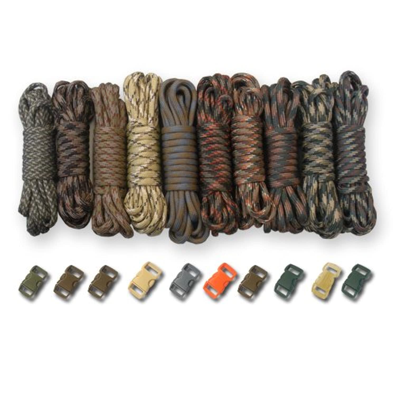 PARACORD PLANET 550lb Type III Paracord Combo Crafting Kits with Buckles Camo Man