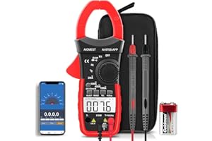 AIOMEST Digital Clamp Multimeter, AC&DC Amp Volt Ohm Tester, Auto Range Voltage Current Resistance Temp Diode Meter 6000 Counts DMM with Bluetooth APP(ANNMETER AN-570S-APP)