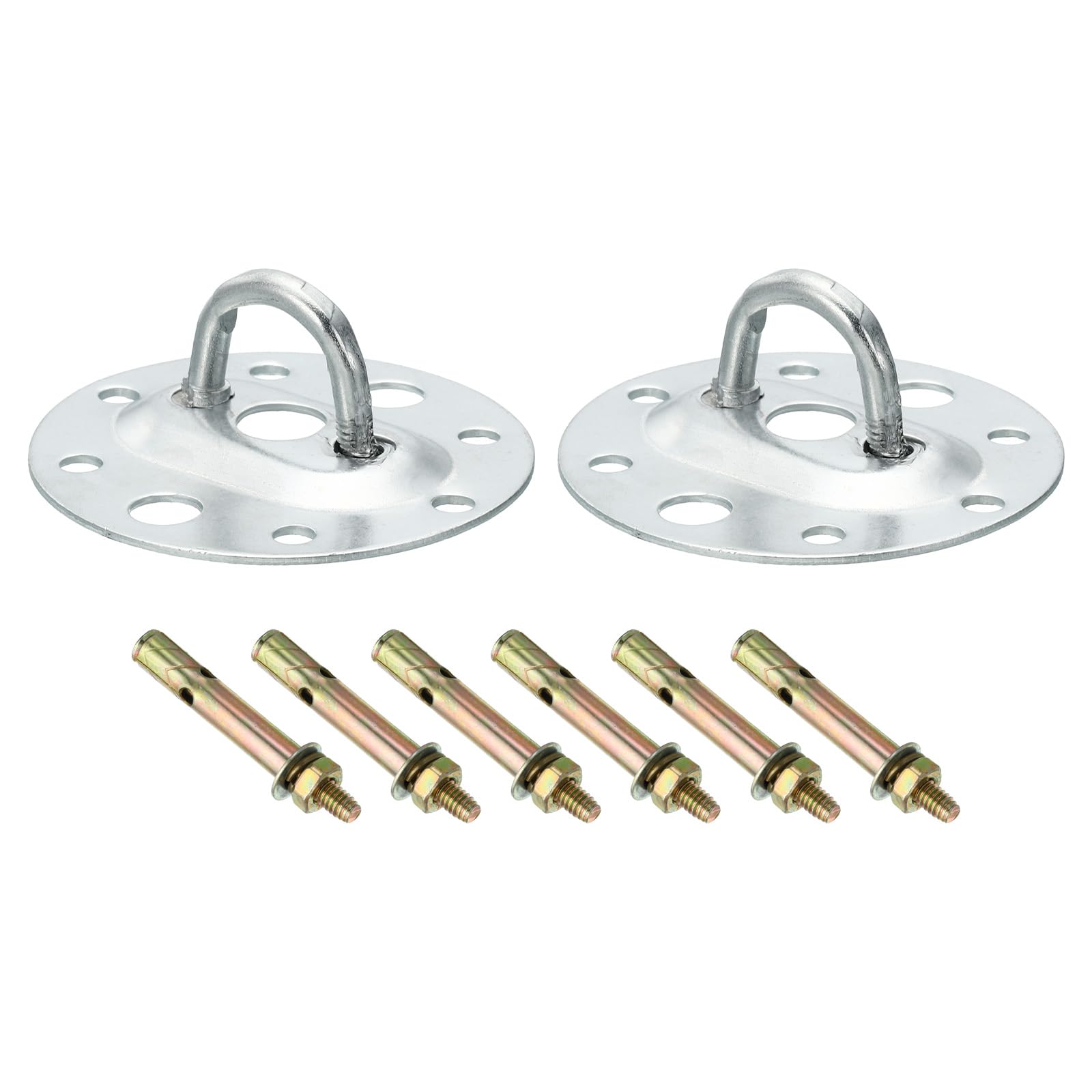 PATIKIL 176lbs 75mm Steel Ceiling Hooks, 2pcs Ceiling Fan Hook Pad Eyes Plate Wall Hanger Hardware with Mounting Screws for Hanging Lamp Plant Baskets