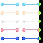 Zolure 10Pcs 14G Tongue Rings Acrylic Candy Color Tongue Piercing Jewelry Flexible Plastic Nipple Rings Tongue Barbells for Women 16mm