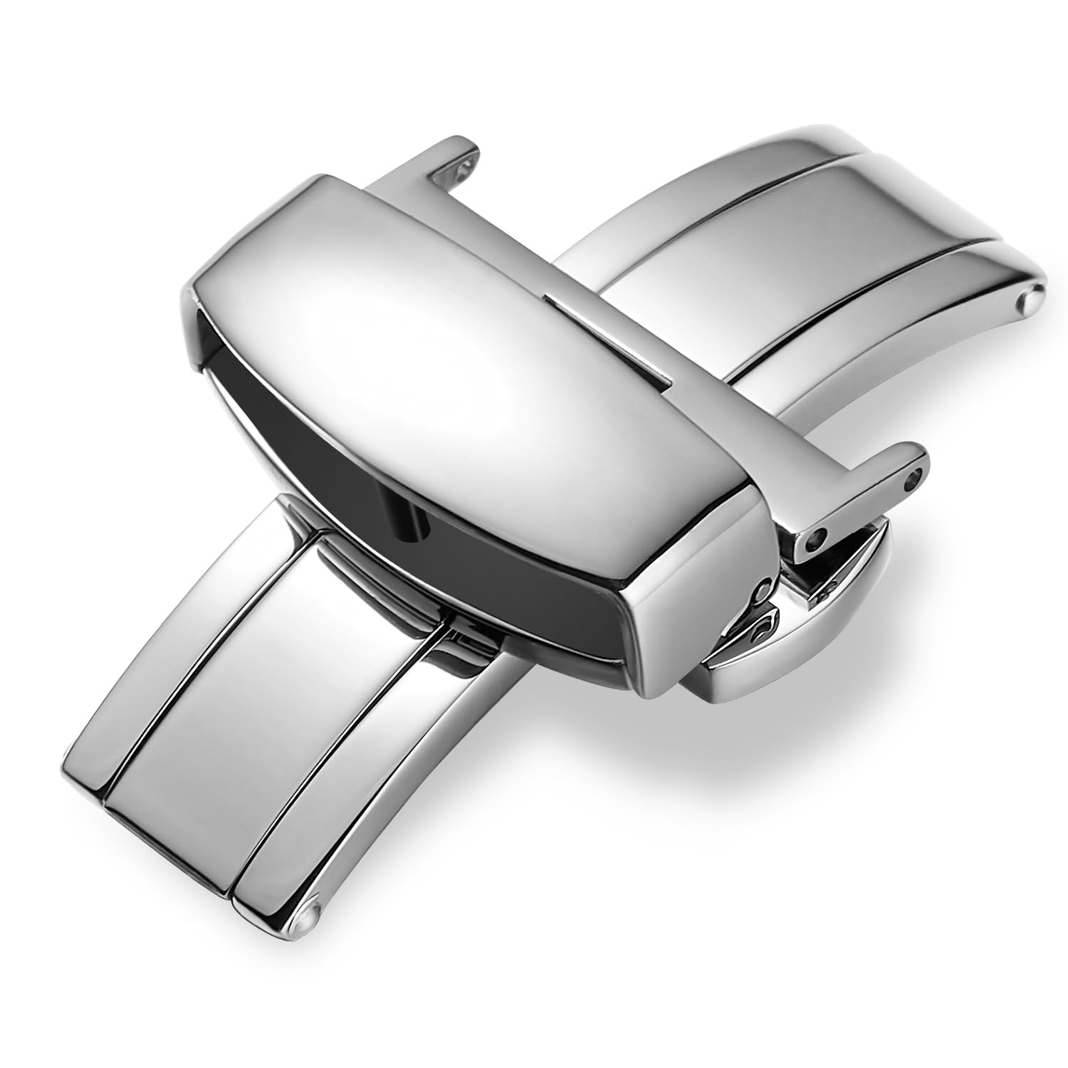 iStrap Buckle 10mm 12mm 14mm 16mm 18mm 20mm 22mm Clasp Stainless Steel Butterfly Deployant Buckle Double Push Spring Watchband Clasp Black Polished