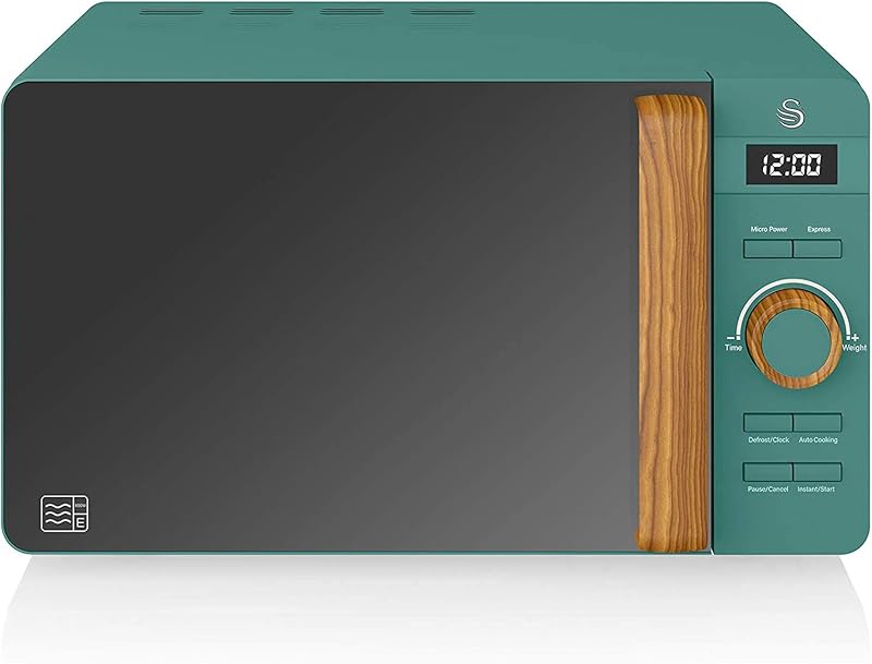 Nordic Microondas digital 20L, 6 niveles funcionamiento, 800W potencia, temporizador 30 min, fácil limpieza, modo descongelar, diseño moderno, tirador efecto madera, verde mate — foto 1 de 5